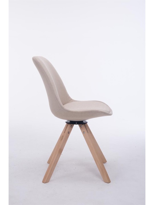 Scaun vizitator pătrat Troyes pivotant Natura Fabric, crem