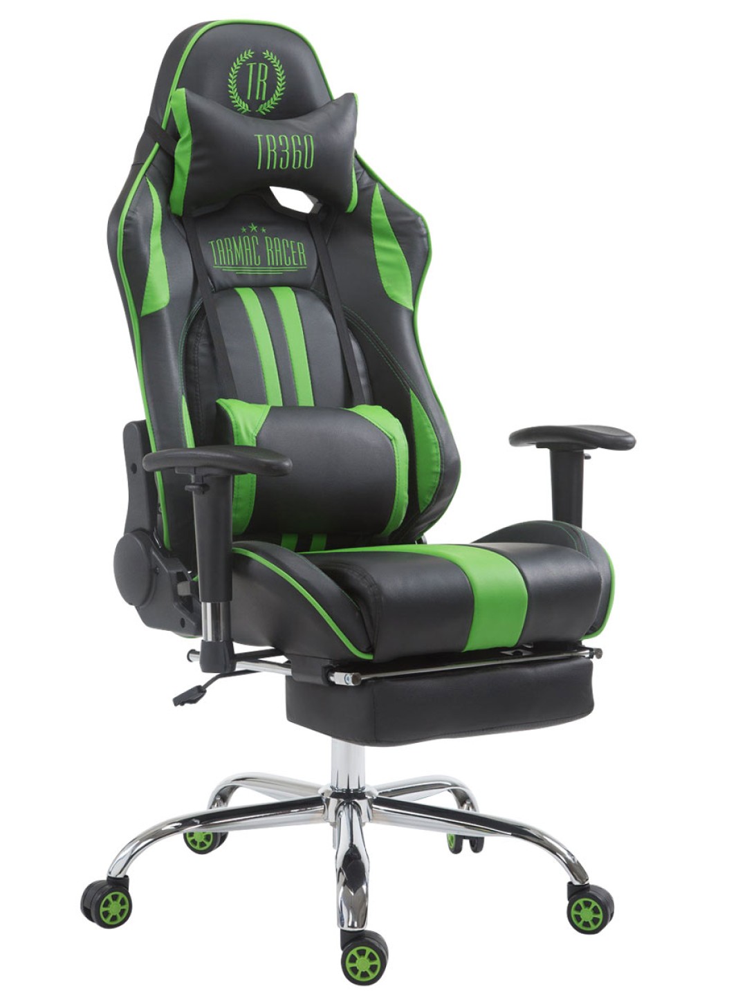 Scaun de birou Racing Limit cu suport pentru picioare, negru/verde