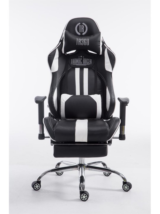 Scaun de birou Racing Limit cu suport pentru picioare, negru/alb