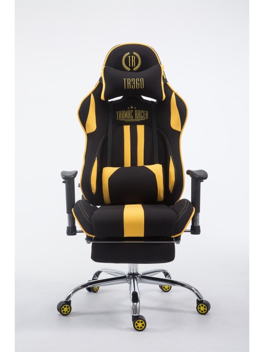Scaun de birou Racing Tesatura Limit cu suport pentru picioare, negru/galben