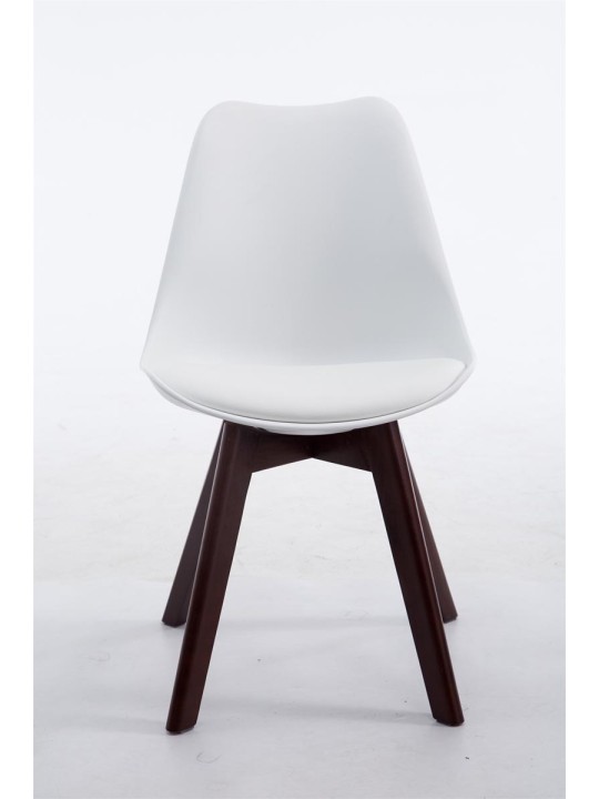 Scaun vizitator Borneo V2 din piele artificială de nuc, alb