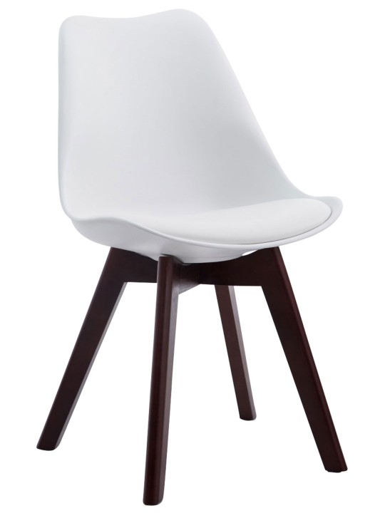 Scaun vizitator Borneo V2 din piele artificială de nuc, alb