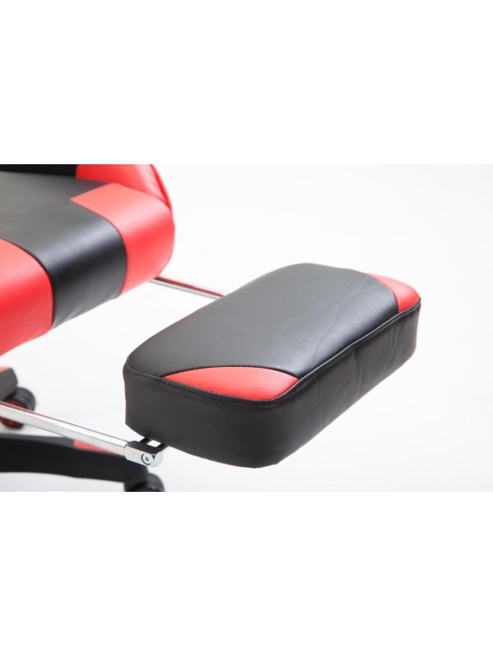 Scaun de birou imitatie piele Boavista cu suport pentru picioare, negru/roșu