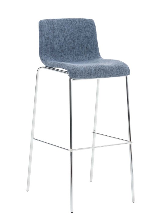 Scaun de bar țesătură Hoover cadru de 4 picioare cromat, albastru