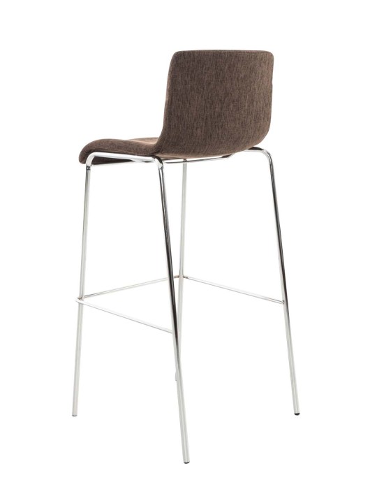 Scaun de bar țesătură Hoover cadru de 4 picioare cromat, maro