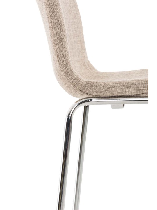 Scaun de bar țesătură Hoover cadru de 4 picioare cromat, crem