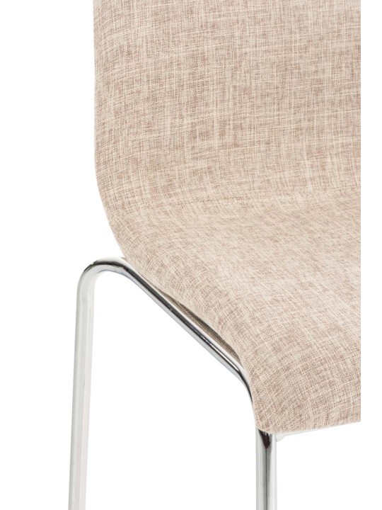 Scaun de bar țesătură Hoover cadru de 4 picioare cromat, crem