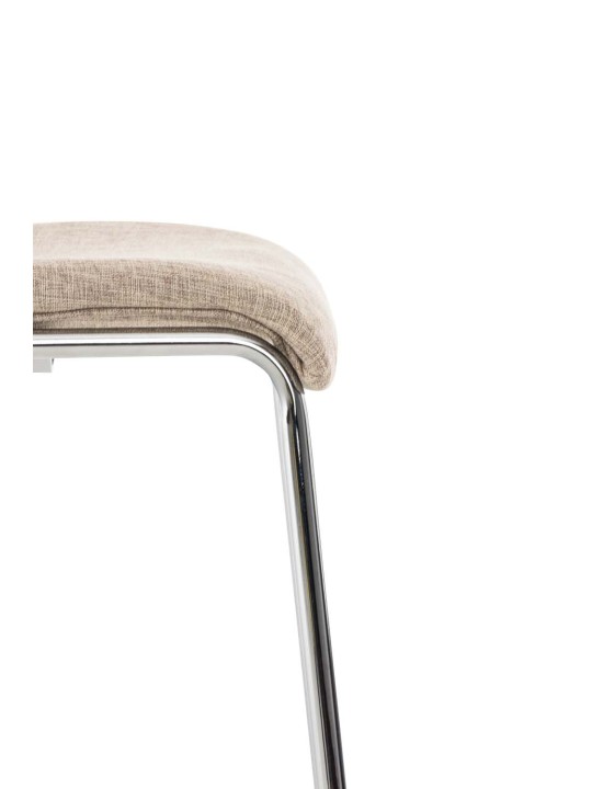 Scaun de bar țesătură Hoover cadru de 4 picioare cromat, crem