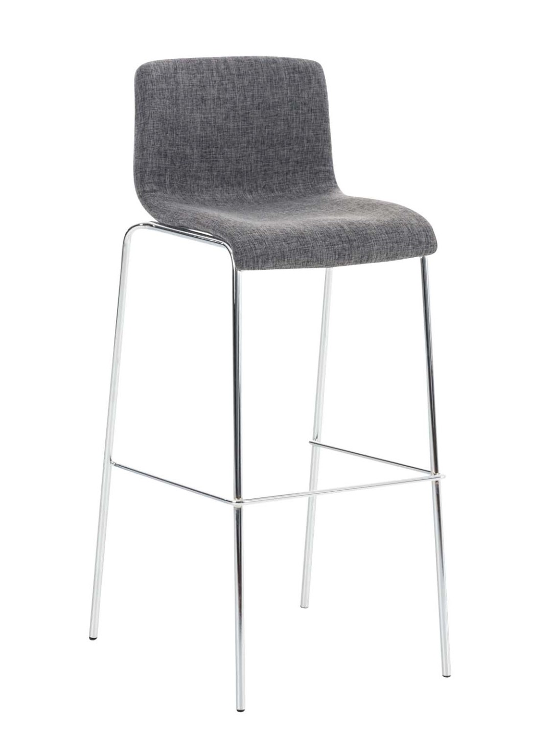 Scaun de bar țesătură Hoover cadru de 4 picioare cromat, gri deschis