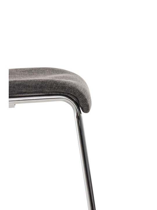 Scaun de bar țesătură Hoover cadru de 4 picioare cromat, gri deschis