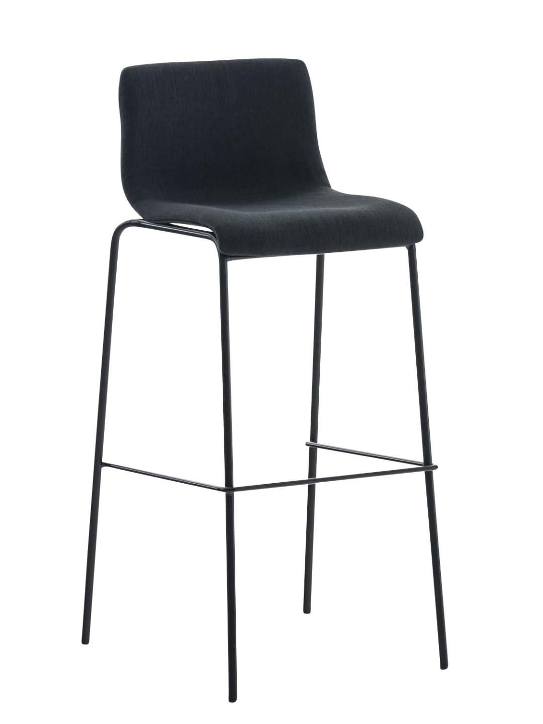 Scaun de bar din material Hoover cadru de 4 picioare, negru