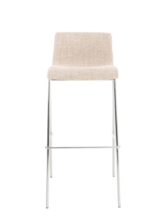 Set 2 scaune de bar din material Hoover cadru de 4 picioare cromat, crem