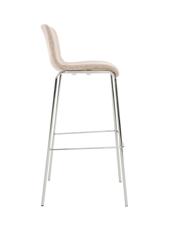 Set 2 scaune de bar din material Hoover cadru de 4 picioare cromat, crem