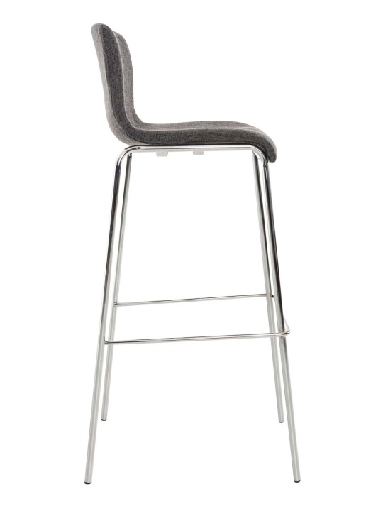 Set 2 scaune de bar din material Hoover cadru de 4 picioare cromat, gri deschis