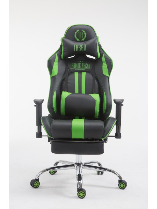 Scaun de birou Racing Limit V2 din piele artificiala cu suport pentru picioare, negru/verde