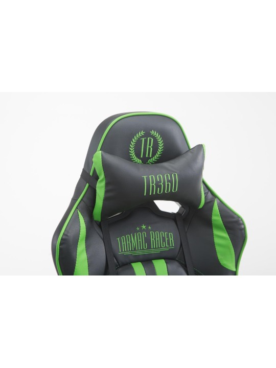 Scaun de birou Racing Limit V2 din piele artificiala cu suport pentru picioare, negru/verde