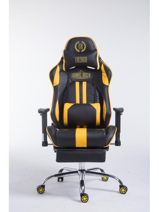Scaun de birou Racing Limit V2 din piele artificiala cu suport pentru picioare, negru/galben