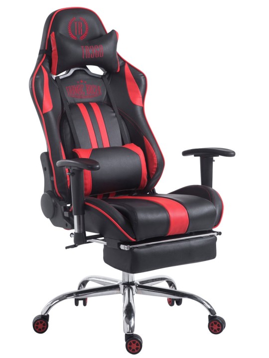 Scaun de birou Racing Limit V2 din piele artificiala cu suport pentru picioare, negru/roșu