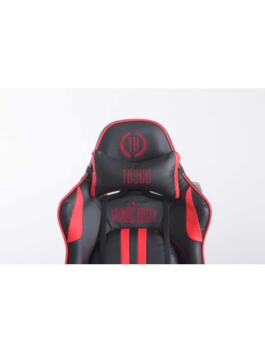 Scaun de birou Racing Limit V2 din piele artificiala cu suport pentru picioare, negru/roșu