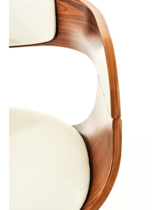 Set 2 scaune de bar Kingston C imitatie piele, nuc/alb