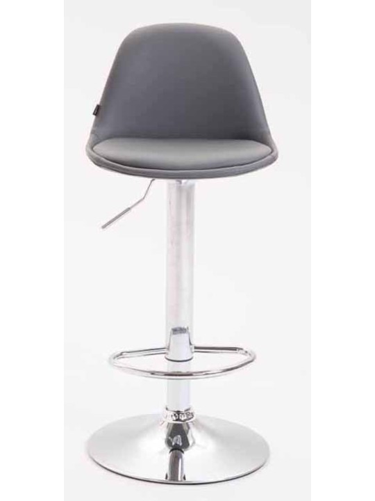 Set 2 scaune de bar Kiel complet tapițate din imitație de piele crom, gri
