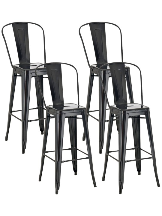 Set 4 scaune de bar Aiden, negru Set 4 scaune de bar Aiden, negru