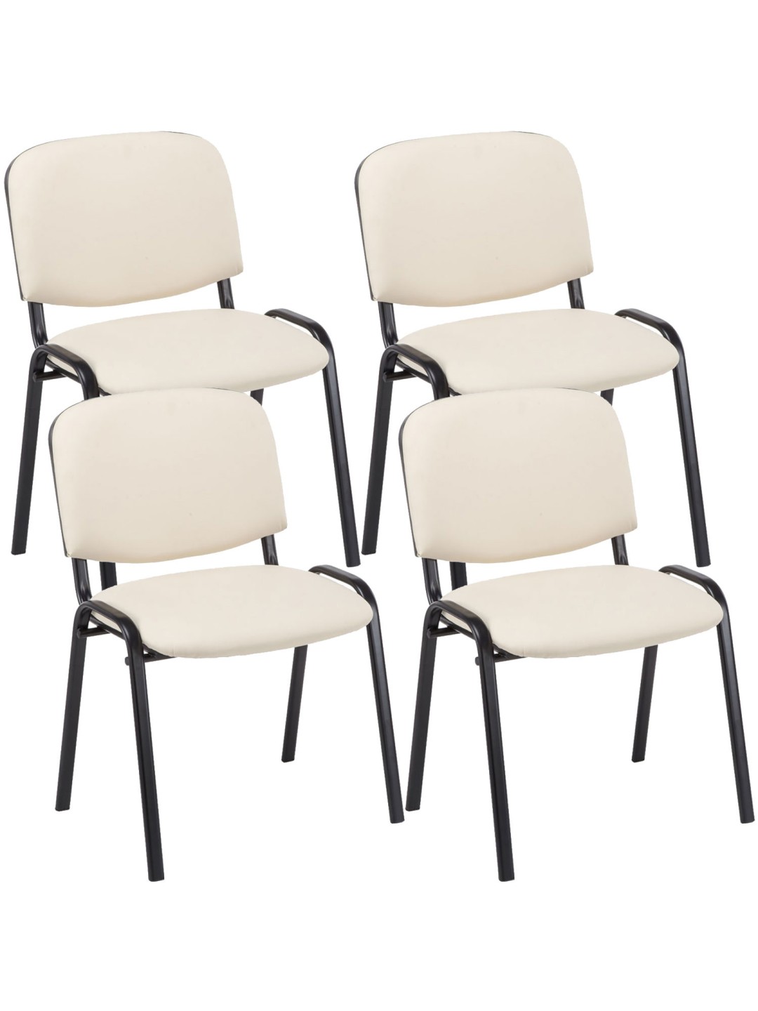 Set 4 scaune vizitator Ken imitatie piele, crem