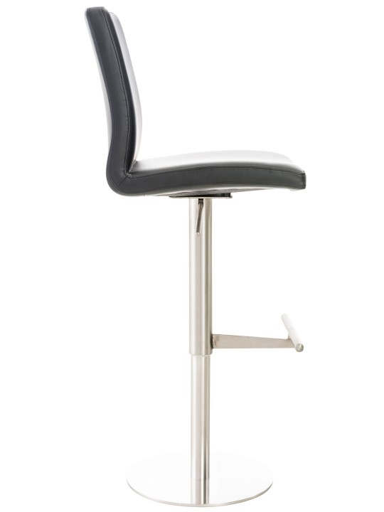 Scaun de bar Cadiz imitatie piele otel inoxidabil, negru