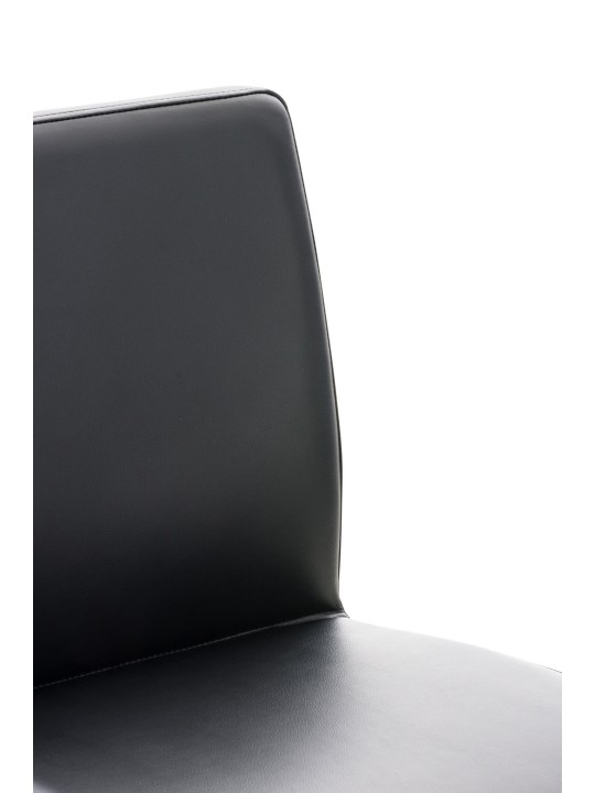 Scaun de bar Cadiz imitatie piele otel inoxidabil, negru