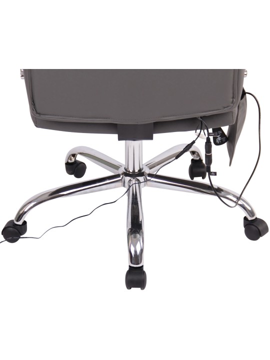 Scaun de birou din piele artificială Valais cu funcție de masaj, gri