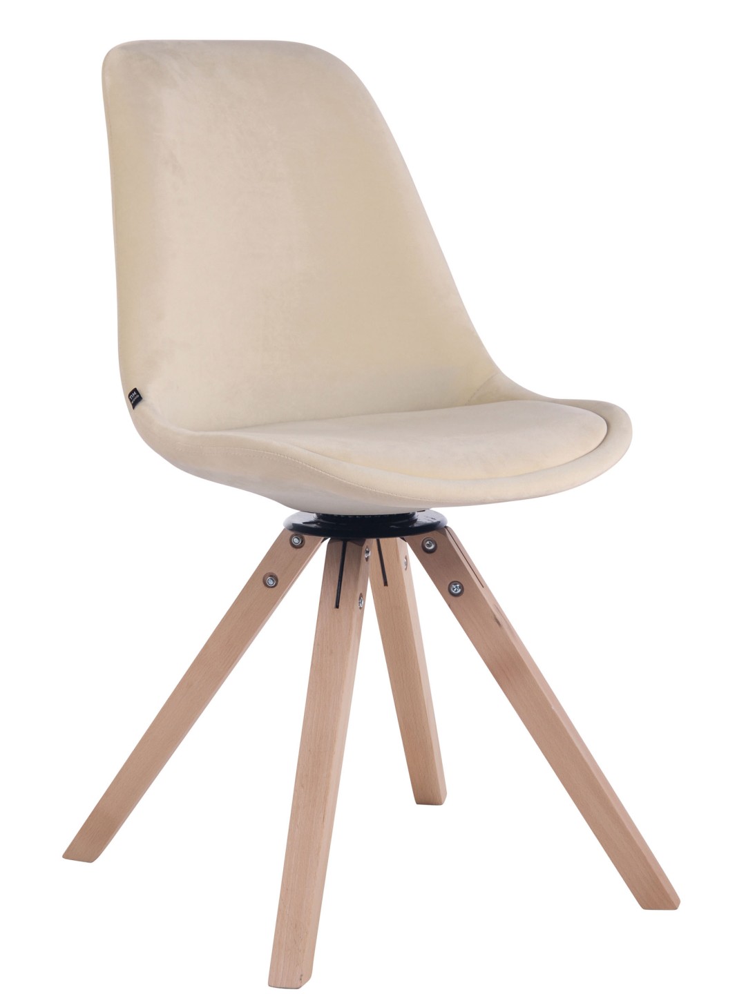 Scaun de sufragerie din catifea Troyes natural, crem