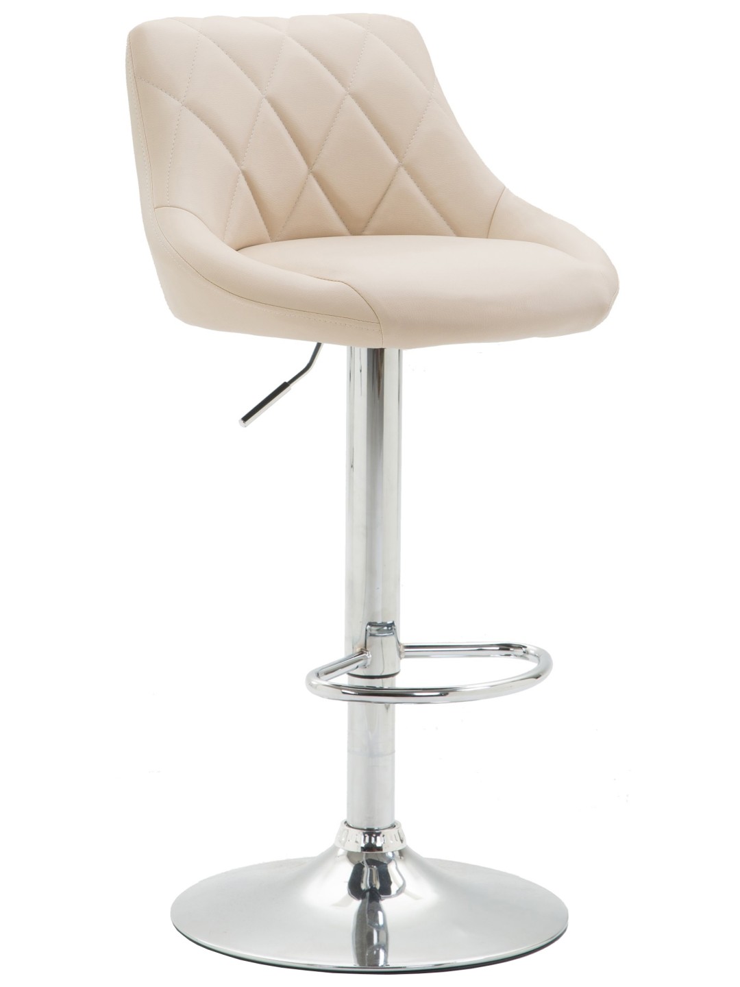 Scaun de bar Lazio imitatie piele cromat, crem