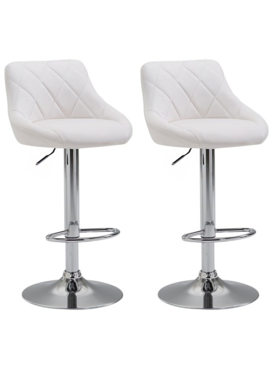 Set 2 taburete de bar Lazio imitatie piele C, alb