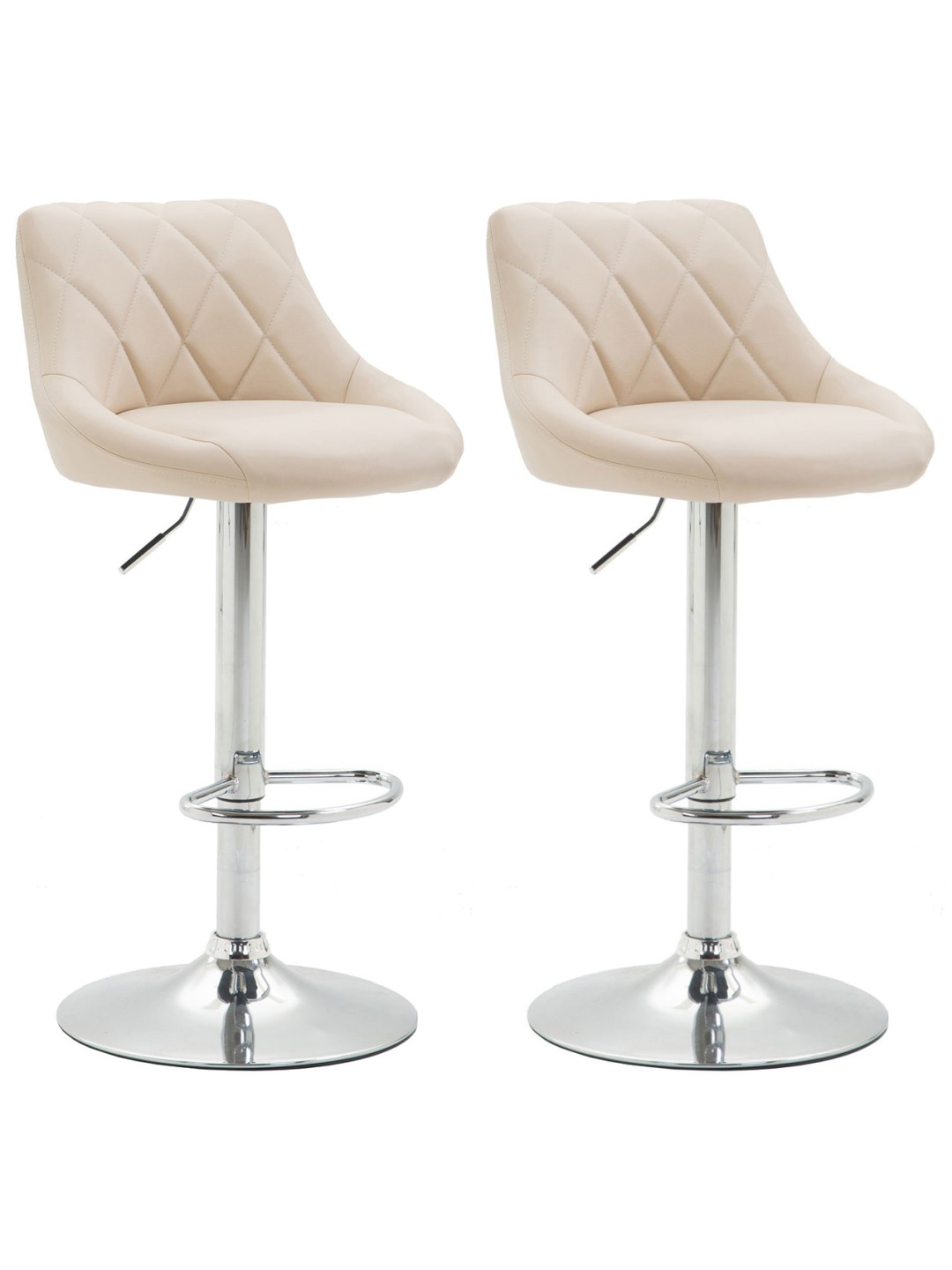 Set 2 taburete de bar Lazio imitatie piele C, crem