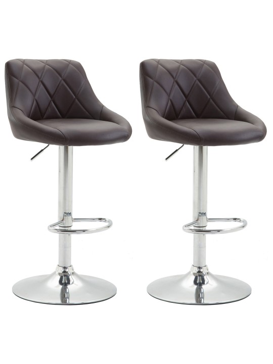 Set 2 taburete de bar Lazio imitatie piele C, maro