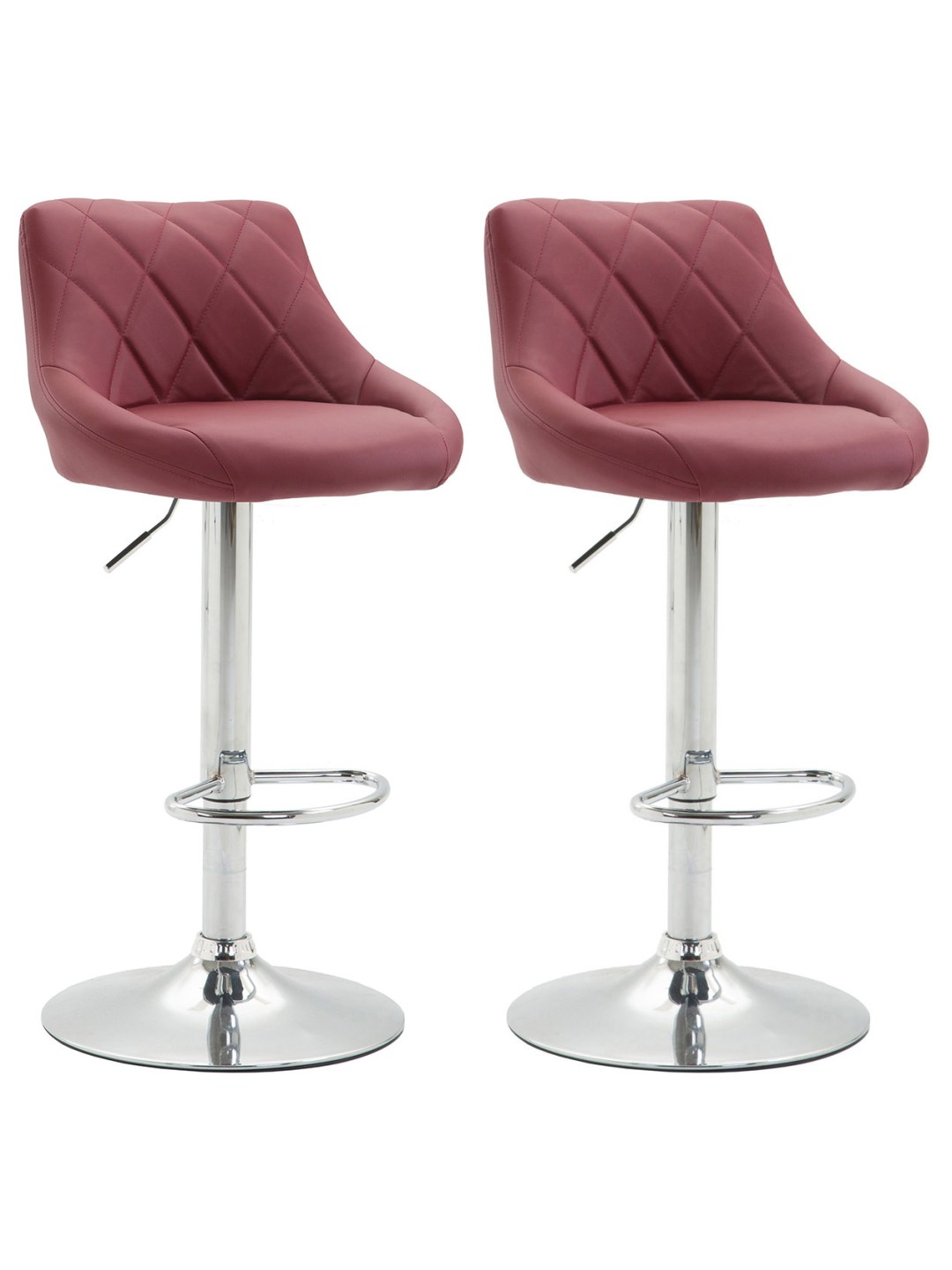 Set 2 taburete de bar Lazio imitatie piele C, bordo
