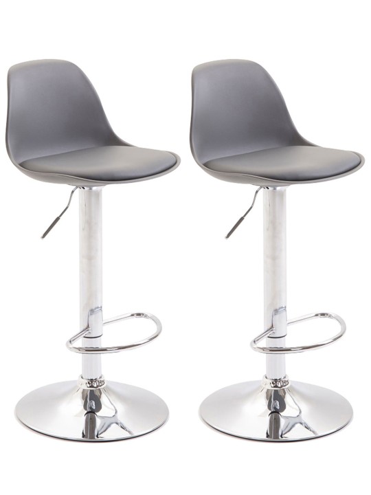 Set 2 scaune de bar Kiel plastic crom, gri