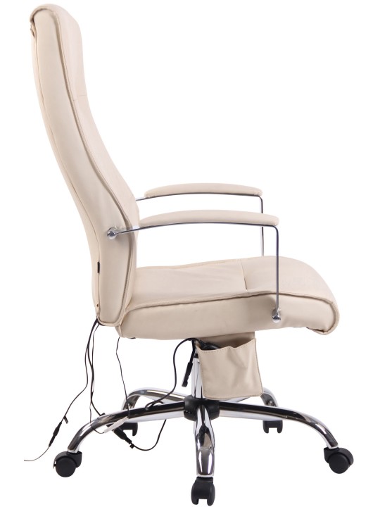 Scaun de birou Portland din piele artificiala cu functie de masaj, crem