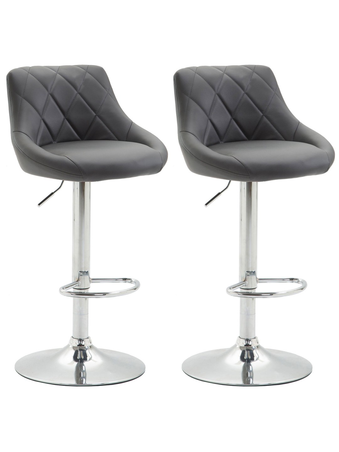 Set 2 taburete de bar Lazio imitatie piele C, gri