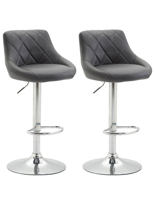 Set 2 taburete de bar Lazio imitatie piele C, gri