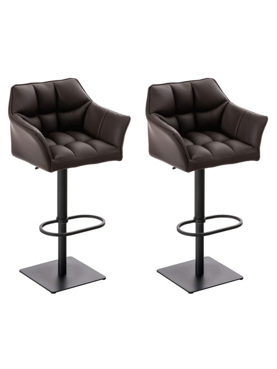 Set 2 taburete de bar Damaso imitatie piele, maro Set 2 taburete de bar Damaso imitatie piele, maro