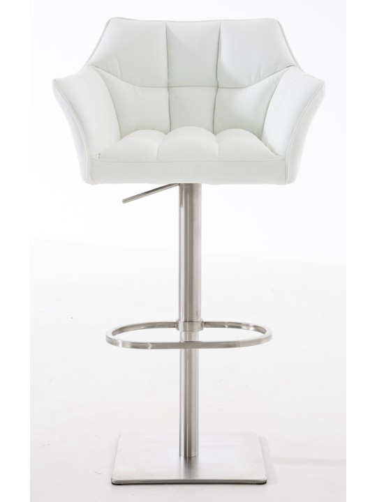 Set 2 taburete de bar Damaso imitatie piele otel inoxidabil, alb