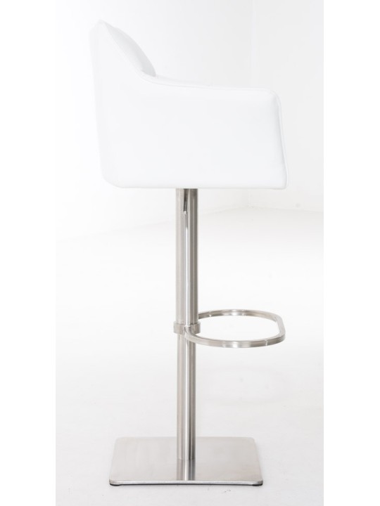 Set 2 taburete de bar Damaso imitatie piele otel inoxidabil, alb