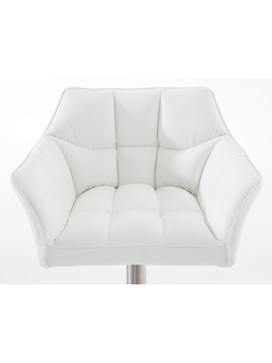 Set 2 taburete de bar Damaso imitatie piele otel inoxidabil, alb