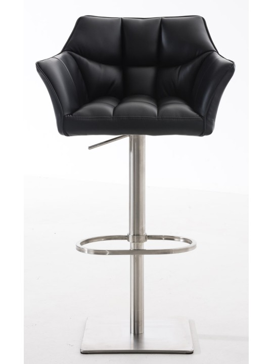 Set 2 taburete de bar Damaso imitatie piele otel inoxidabil, negru