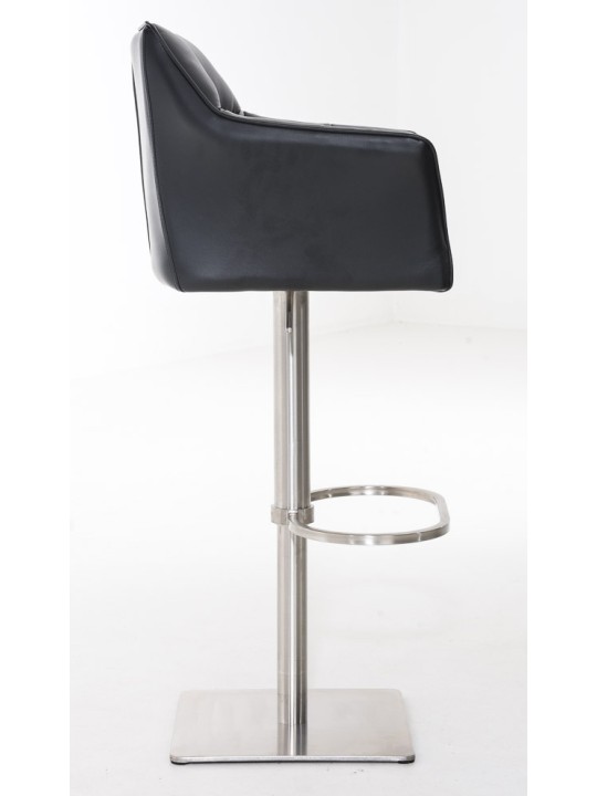 Set 2 taburete de bar Damaso imitatie piele otel inoxidabil, negru