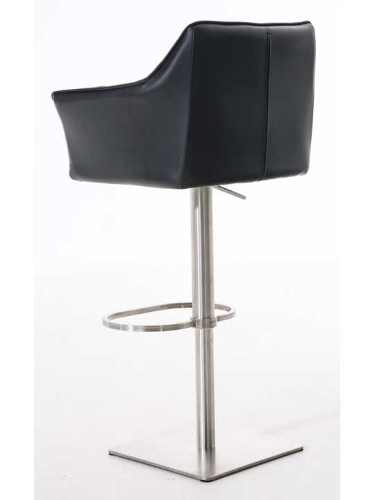 Set 2 taburete de bar Damaso imitatie piele otel inoxidabil, negru