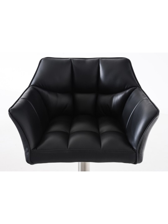 Set 2 taburete de bar Damaso imitatie piele otel inoxidabil, negru