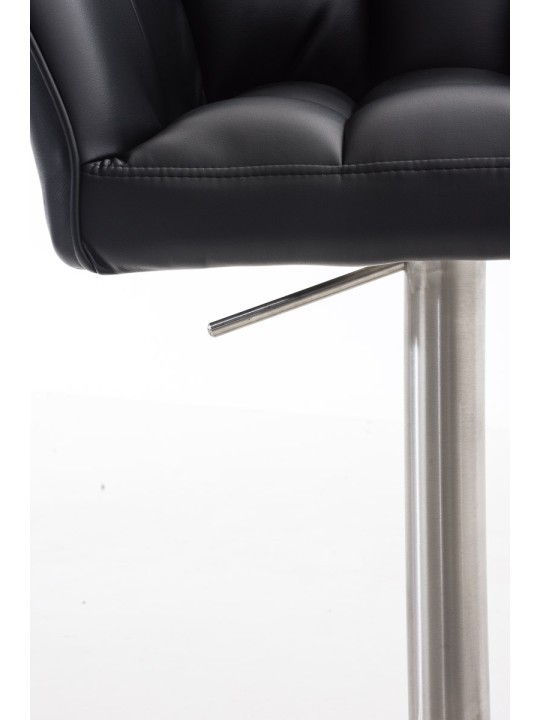 Set 2 taburete de bar Damaso imitatie piele otel inoxidabil, negru
