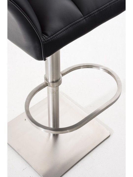 Set 2 taburete de bar Damaso imitatie piele otel inoxidabil, negru